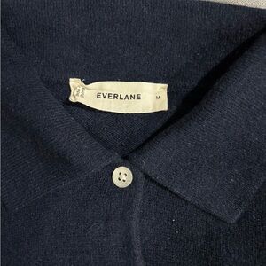 Everlane Women’s Cashmere Navy Blue Polo Sweater size M